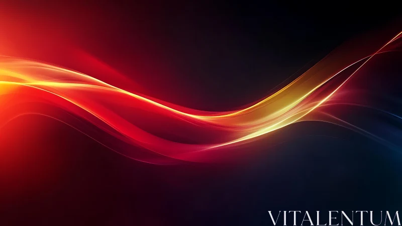 Luminous red light waves arc across deep midnight gradient