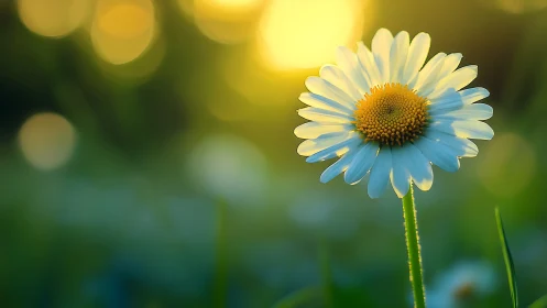 Daisy with Selective Focus and Golden Hour Bokeh.