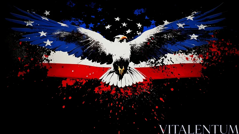 Graphic illustration shows eagle overlaying flag-themed splatter