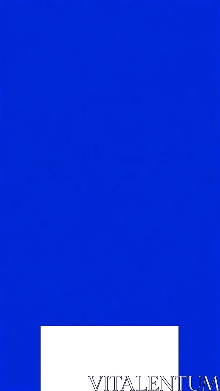 Electric blue void with a lone white portal at the base.