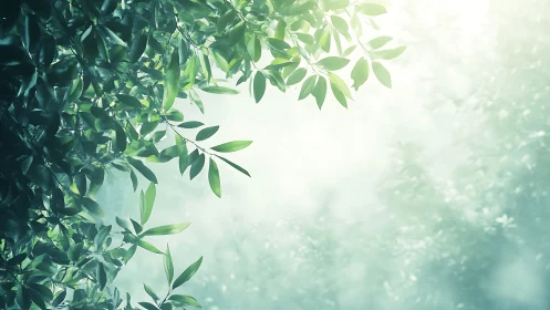 Botanical canopy study with misted negative space balance.