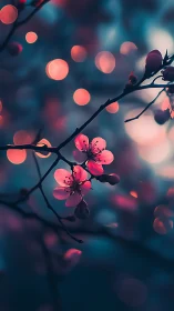 Luminescent Cherry Blossoms with Bokeh Depth Field.
