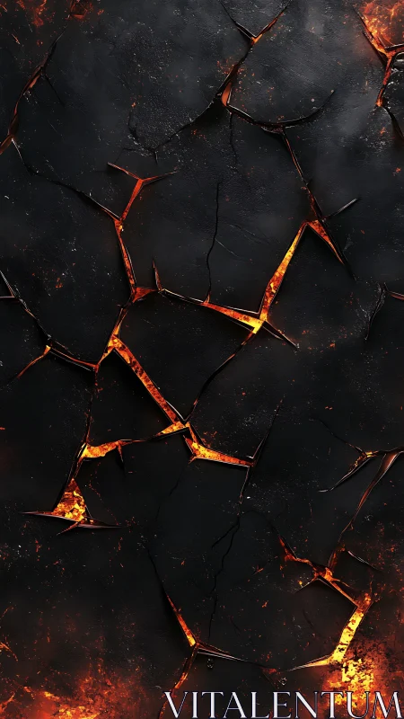 Fractured Lava Crust: Incandescent Fissure Network.