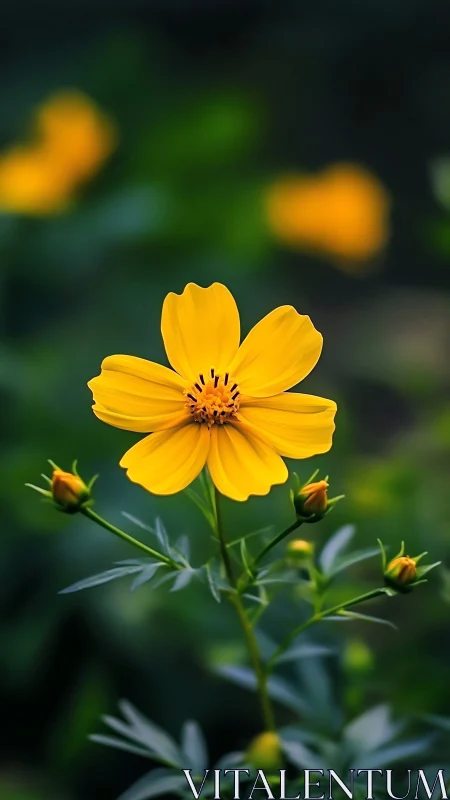 Radiant Yellow Cosmos Blooming in Morning Light.