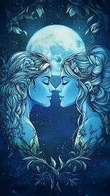 Bilateral Figuration and Lunar Symmetry: Twin Profiles in Nocturnal Tableau.