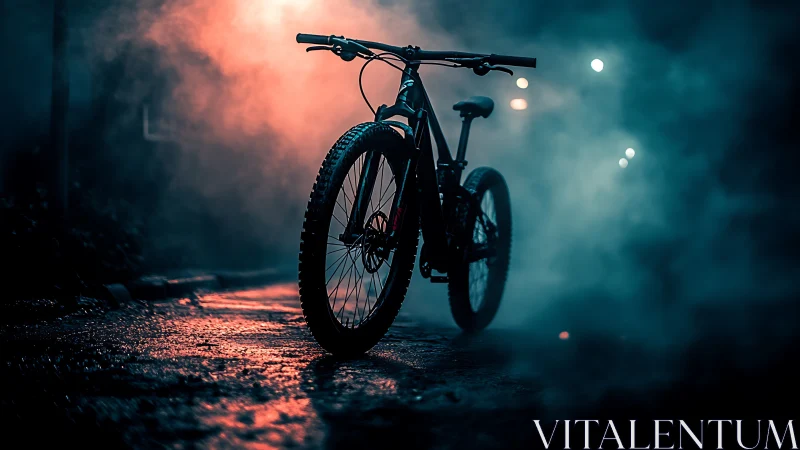 Bicycle in Industrial Urban Setting with Atmospheric Lighting