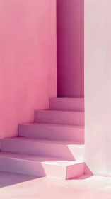 Monochrome pink concrete stairway and adjacent walls.