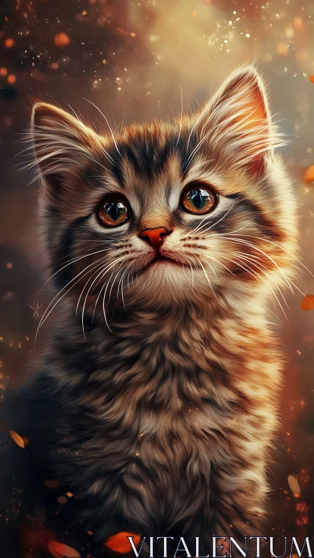 Luminous Kitten with Amber Eyes in Golden Sparkle.