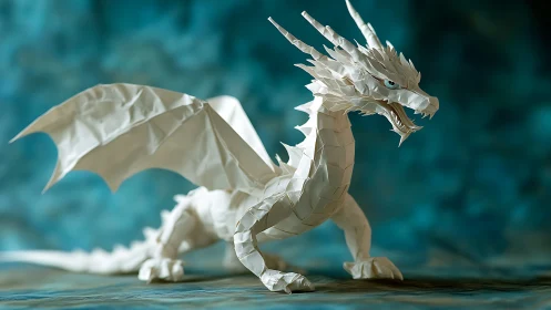 Majestic paper dragon sculpture glowing with quiet power.
