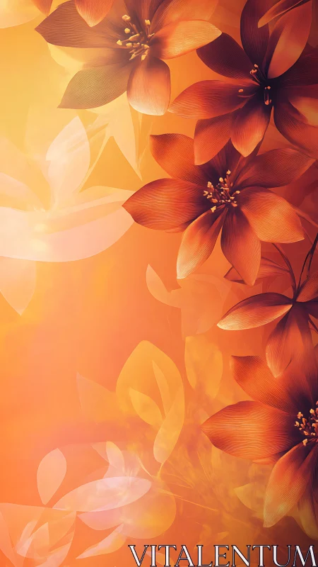 Luminescent Floral Composition with Warm Gradient Overlay