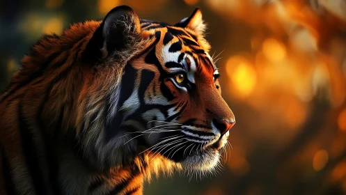 Side-lit tiger portrait renders hyperreal fur and gaze