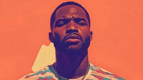 Vibrant vector portrait with bold contour lighting and minimalism.