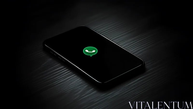 Smartphone Displaying Messaging Application on Textured Surface