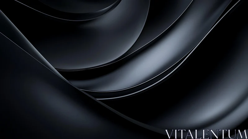 Elegant Black Abstract Waves with Glossy Metallic Finish.