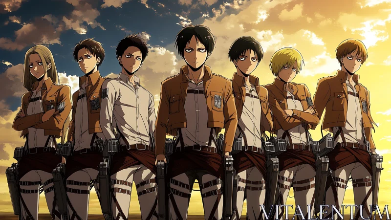 Sunlit squad of resolute scouts defies the stormy horizon