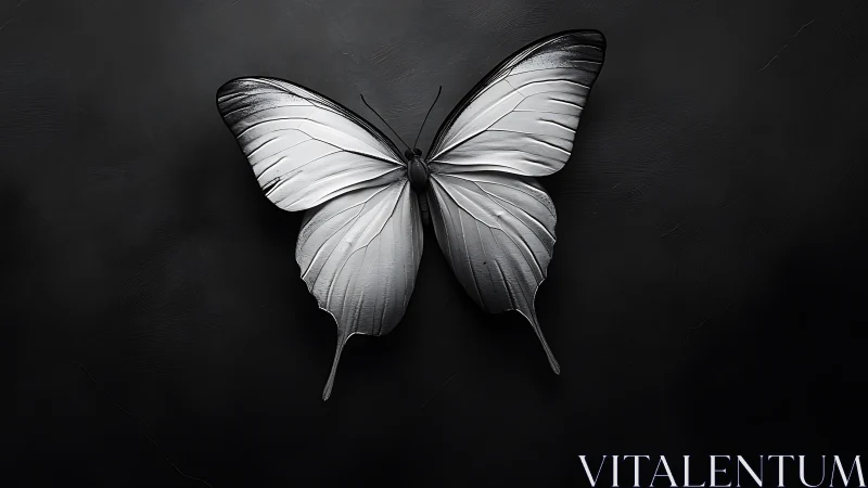 Monochrome butterfly hovers like quiet silver over night