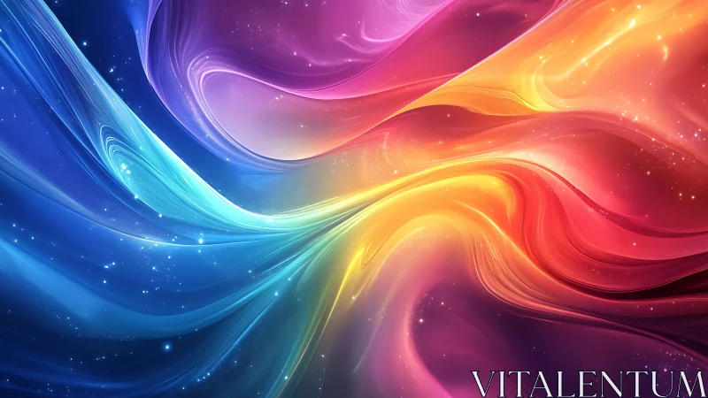 Vibrant cosmic energy waves in blue, pink and orange.