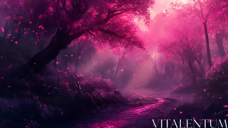 Enchanted Forest Glows in Mystical Pink Light
