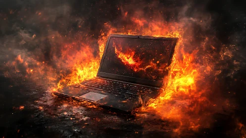 Laptop meltdown ignites a blazing vortex of digital fury.
