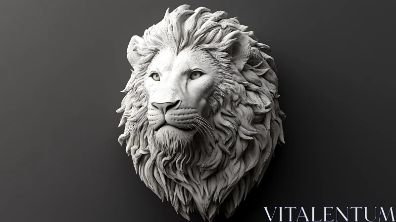 High-detail digital lion bust with sculpted fur topology