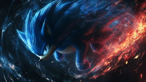 High-velocity blue hedgehog in dual-spectrum energy vortex