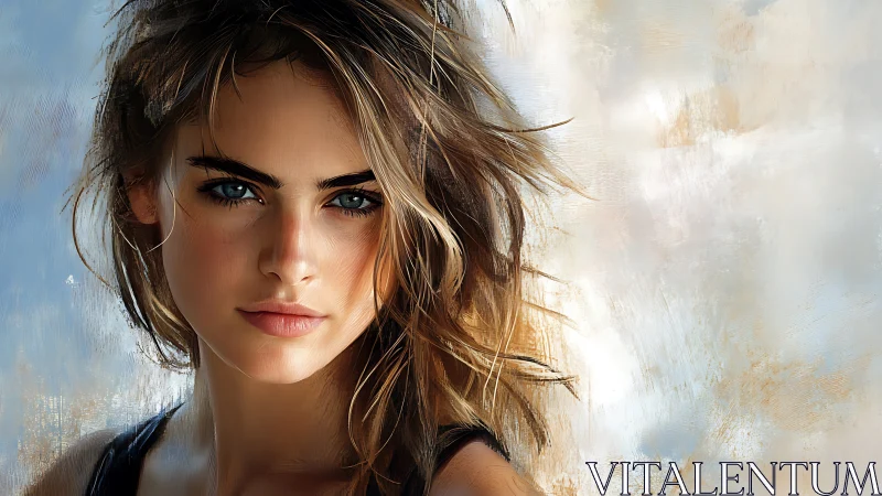 Hyper-detailed digital portrait of woman with textured brushwork