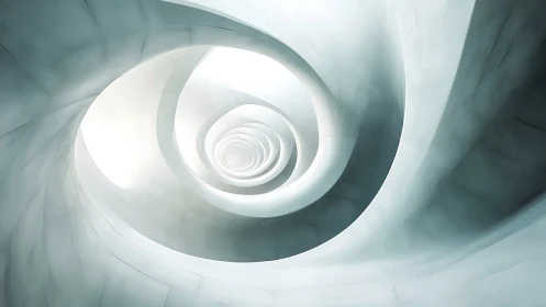 Spiraled light tunnels carve a serene infinity corridor