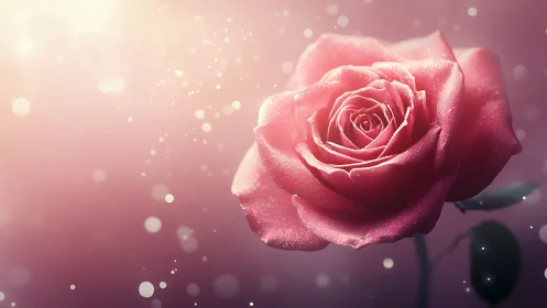 Pink rose rendered with bokeh effects against gradient background