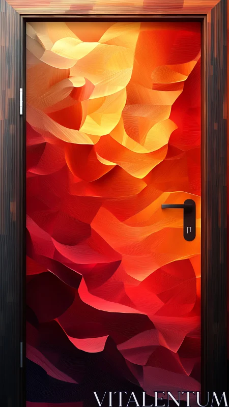 Fiery Abstract Door Glows With Warm, Layered Colors