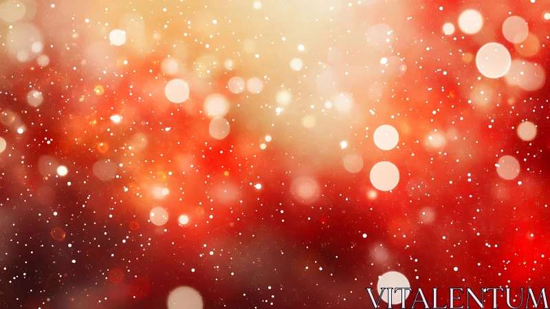 Red and gold bokeh light particles on blurred gradient field.