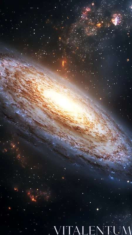 Spiral galaxy rendered in high detail with bright central core