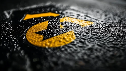 Rain-soaked road arrows invite a quiet moment of direction