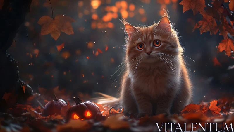 Fluffy Cat's Magical Autumn Evening.