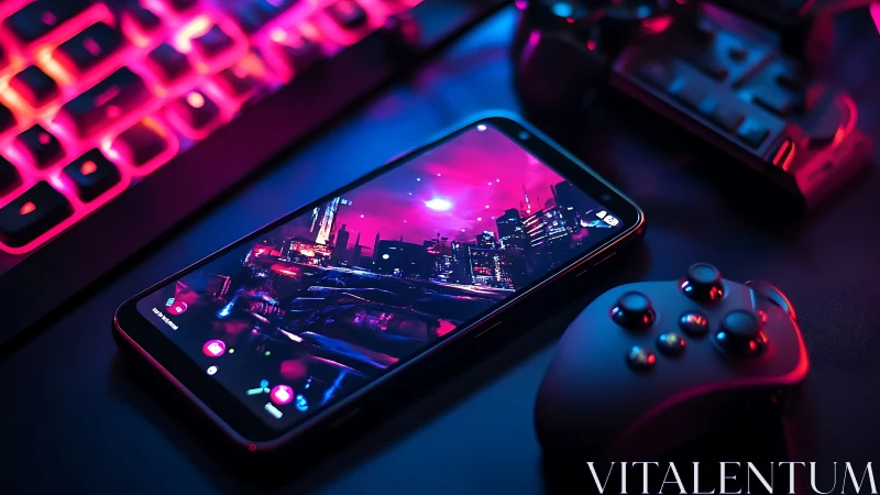 Neon skyline locked inside a midnight mobile playground.