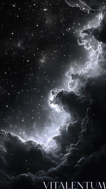 High-contrast nebula cloudscape with luminous stellar field rendering