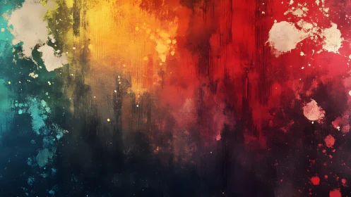 Vivid Abstract Painting with Bold Red, Yellow, and Blue Tones.