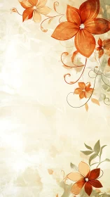 Elegant Orange Floral Composition with Scrolling Vines