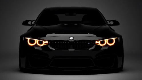 Midnight coupe growls forward with molten halo headlights