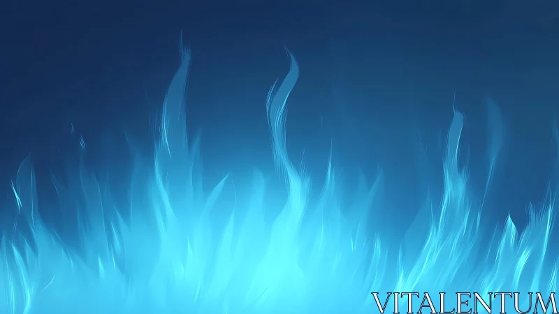 Abstract blue flames rising on dark background, digital art.