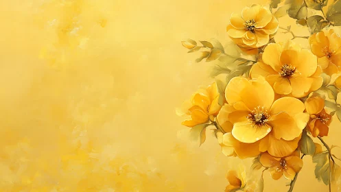 Golden Blooms Dance in Cheerful Yellow Watercolor Dreamscape.