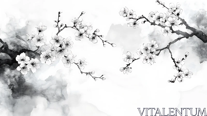Cherry Blossoms in Monochrome Dreams.