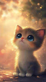 Adorable Fluffy Kitten With Sparkling Blue Eyes