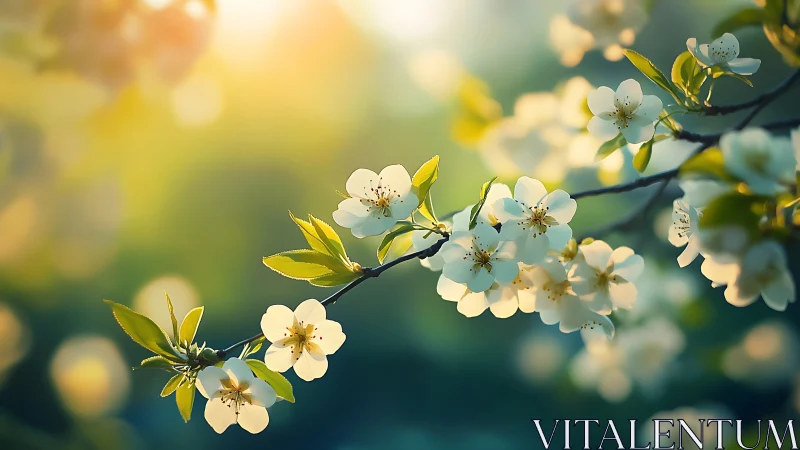 Luminous Branch Dance: Spring's Golden Hour Whisper.