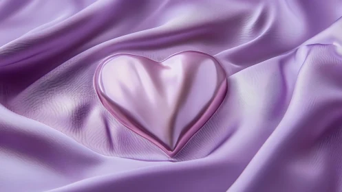 Amethyst Heart Nestled in Silk Waves.