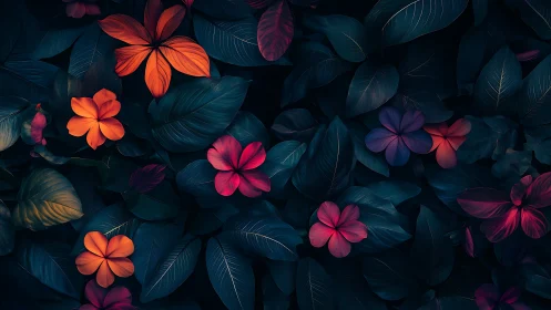 Volumetric Floral Rendering with Chromatic Contrast Against Dark Background