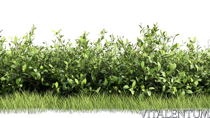 Dense green hedge row with foreground lawn grass detail.