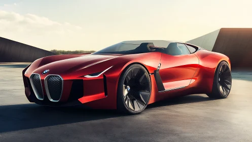 Photorealistic BMW concept roadster with sculpted aero bodywork.