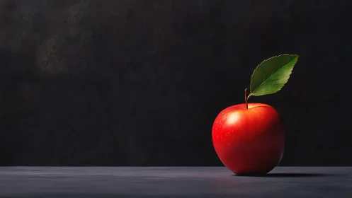Solitary crimson apple posing under quiet studio light.