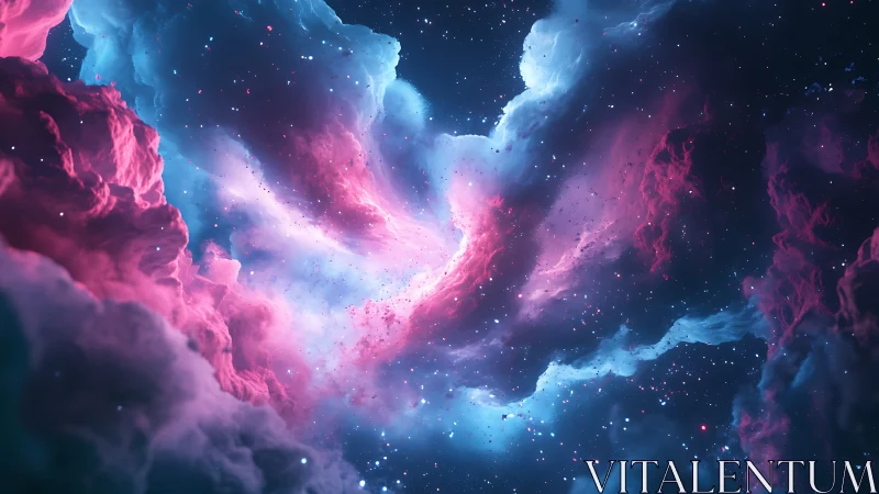 Rendered nebula cloud structure shows contrasting color regions