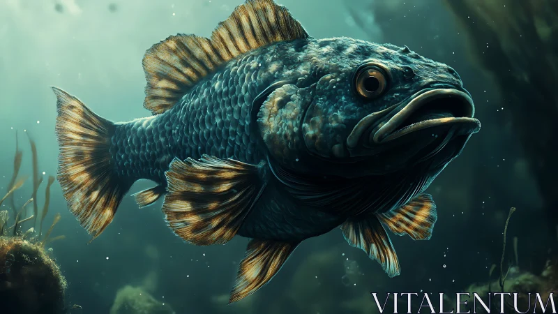 Underwater blue rockfish rendered in rich photoreal detail.